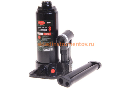 Гидравлический бутылочный домкрат с клапаном ROCKFORCE 3т выс.подъема 194-372мм/6 RF-T90304