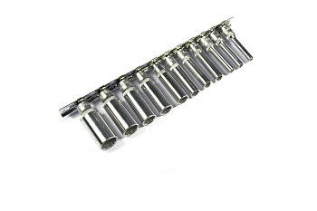 Набор головок 1/4", длинные 12 гранные, дюймовые, на планке,11 шт. FORCE 21110D