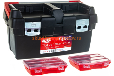 Ящик для инструментов 500x295x270мм + лоток + органайзер + 2 съемных органайзера Tayg 166006