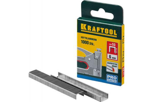 Скобы "EXPERT" из закаленной проволоки Kraftool тип 53 красные, 18 мм, 1000 шт 31670-18