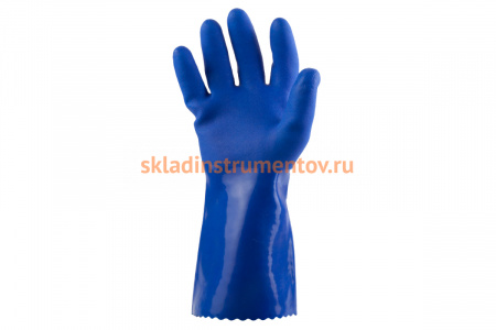 Защитные химические перчатки с покрытием из ПВХ Jeta Safety, синие, размер XL/10, JP711-XL