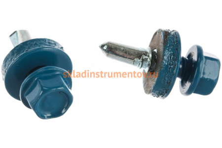 Саморезы Зубр для крепления кровельных материалов к деревянной обрешетке, цвет RAL 5009 небесно-голубой, оцинкованный, 5,5x19мм, 2500шт 4-300310-55-019-5009