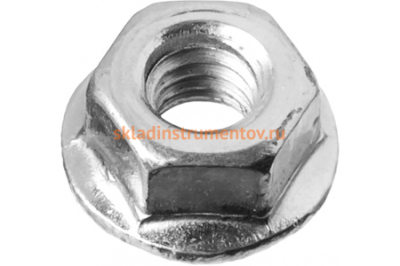 Шестигранная гайка с фланцем Зубр DIN 6923 класс прочности 8, оцинкованная, M6, ТФ0, 7200 шт. 4-303630-06