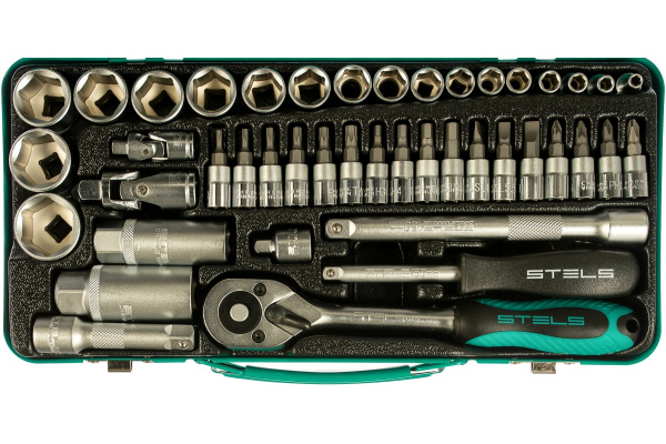 Набор торцевых головок с трещоткой, 1/4"и 3/8", 44 предм, STELS 13575