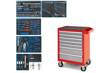 Набор инструментов KING TONY "DRIVE" в красной тележке, 251 предмет 934-251AMR