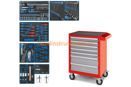 Набор инструментов KING TONY "DRIVE" в красной тележке, 251 предмет 934-251AMR