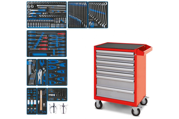 Набор инструментов KING TONY "DRIVE" в красной тележке, 251 предмет 934-251AMR