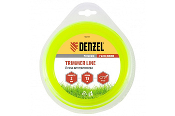 Леска для триммера звезда 2 мм х 15 м блистер FLEX CORD DENZEL 96111