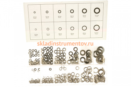 Набор шайб и гроверов СИБРТЕХ 350 предметов 47614