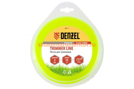 Леска для триммера звезда 2 мм х 15 м блистер FLEX CORD DENZEL 96111