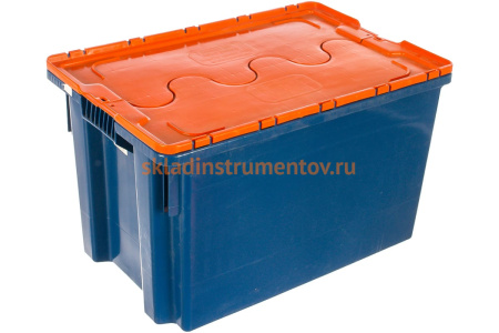 Ящик п/э 600х400х350, сплошной, синий с оранжевой крышкой Тара.ру 18661 Ящик п/э 600х400х350, сплошной, синий с оранжевой крышкой Тара.ру 18661