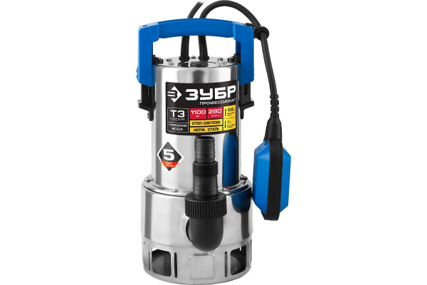 Погружной дренажный насос для грязной воды Зубр Профессионал Т3 НПГ-Т3-1100-С