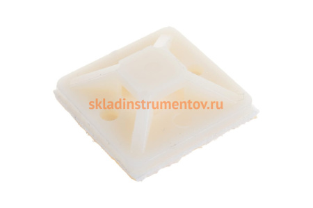 Самоклеющаяся площадка под хомут-стяжку Зубр ПХС белая, 25 x 25 мм, 100 шт, нейлоновая, 30915-25