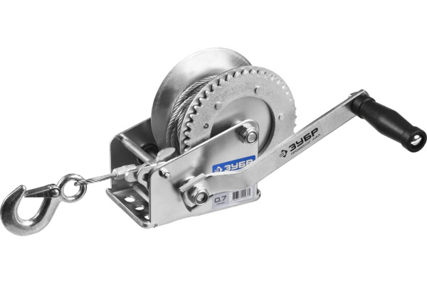 Ручная барабанная лебедка Зубр ПРОФЕССИОНАЛ тросовая 0,7т 8м 43113-0.7_z01