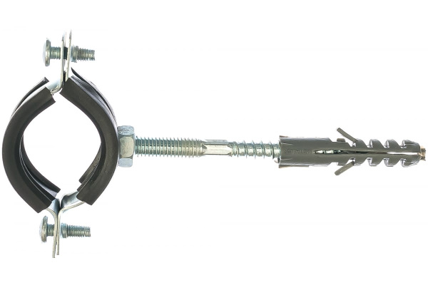 Сантехнический хомут СИБРТЕХ д/труб 32-35 1", резин, упл шпилька+дюбель 48166