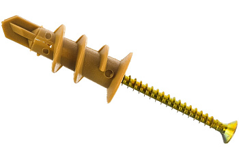 Нейлоновый дюбель Зубр МАСТЕР тип Дрива со сверлом, для гипсокартона, с оцинкованным саморезом, 33 мм, 4 шт 4-301266