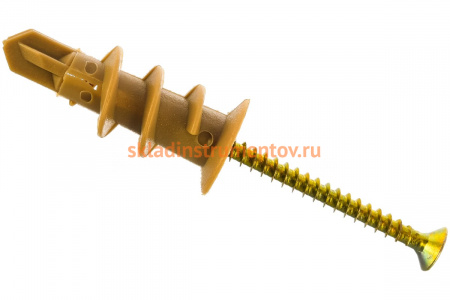 Нейлоновый дюбель Зубр МАСТЕР тип Дрива со сверлом, для гипсокартона, с оцинкованным саморезом, 33 мм, 4 шт 4-301266