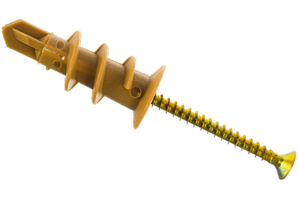 Нейлоновый дюбель Зубр МАСТЕР тип Дрива со сверлом, для гипсокартона, с оцинкованным саморезом, 33 мм, 4 шт 4-301266