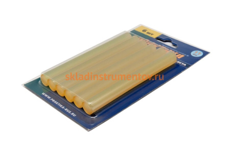 Клей желтый, прозрачный (6 шт; 11х100 мм) для клеевого пистолета ПРАКТИКА 641-633