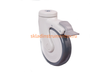 Колесо аппаратное поворотное с подшипником под болт M12 с тормозом 125 мм для медицинского оборудования MFK-TORG EC04-MBT-125-F