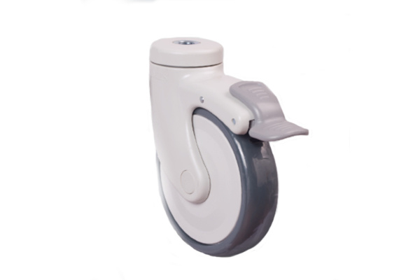 Колесо аппаратное поворотное с подшипником под болт M12 с тормозом 125 мм для медицинского оборудования MFK-TORG EC04-MBT-125-F