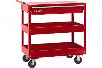 Инструментальная тележка Зубр МАСТЕР 1 ящик + 2 полки, 737x383x785мм 38912