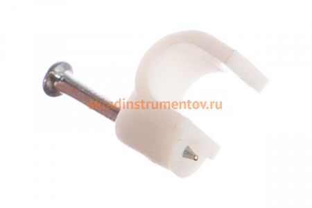 Круглая скоба с гвоздем Зубр для крепления кабеля 6мм, 50шт 45111-06