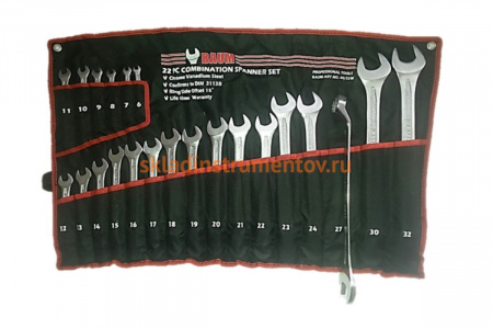 Набор комбинированных ключей BAUM 75 градусов, 22 предмета 40-22M