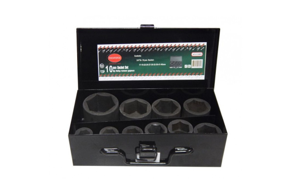 Набор торцевых 6-гранных ударных головок (10 пр, 3/4DR, 17-46 мм) Rockforce RF-6101MPB
