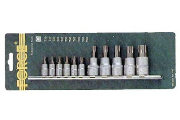 Набор бит-насадок Torx с отверстием 1/4" и 3/8", 11 шт. FORCE 2112I