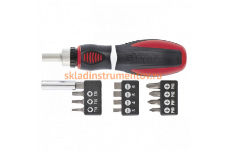 Реверсивная отвертка, набор бит 11 шт. CrV MASTER MATRIX 11546