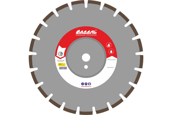 Алмазный отрезной сегментный круг по железобетону (350х25.4 мм; 21 сегм.) Адель КК17335