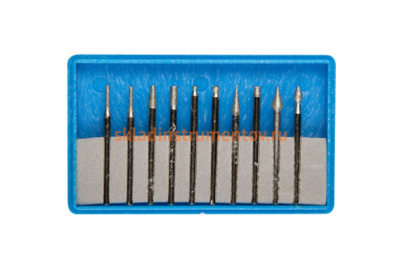 Набор мини-насадок с алмазным напылением (10 шт; 3 мм; P180) Зубр 33383-H10