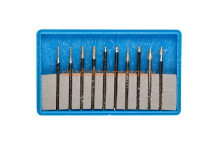 Набор мини-насадок с алмазным напылением (10 шт; 3 мм; P180) Зубр 33383-H10