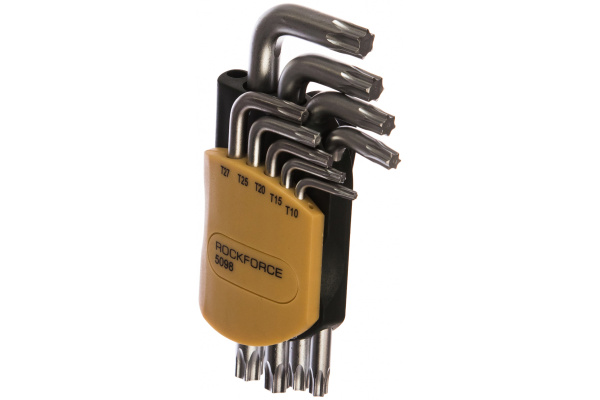 Набор Г-образных ключей торкс ROCKFORCE T10-T50 9 предметов на пластиковом держателе RF-5098