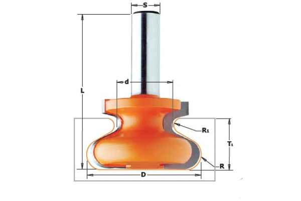Фреза профильная (19.05x19.05 мм; R 4.76 мм; хвостовик 8 мм) CMT 955.102.11