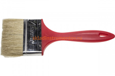 Плоская кисть STAYER UNIVERSAL-EURO светлая натуральная щетина, пластмассовая ручка, 100мм 0108-100