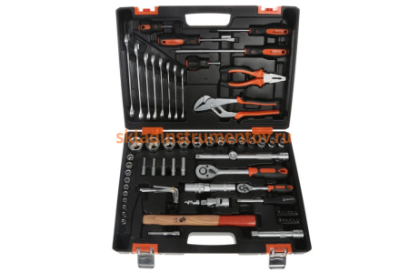 Набор инструментов 1/2, 1/4 дюйма CrV, пластиковый кейс 76 предметов Вихрь 73/6/7/4