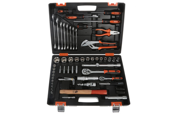 Набор инструментов 1/2, 1/4 дюйма CrV, пластиковый кейс 76 предметов Вихрь 73/6/7/4