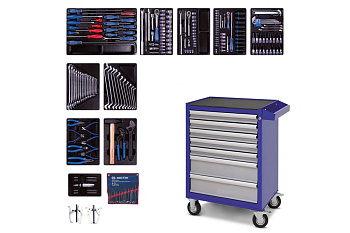 Набор инструментов в синей тележке, 204 предмета KING TONY 934-100AMB