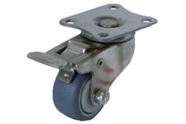 Колесо серая мягкая резина поворотное с тормозом SUS 304 40 мм MFK-TORG 3054040НЕРЖ