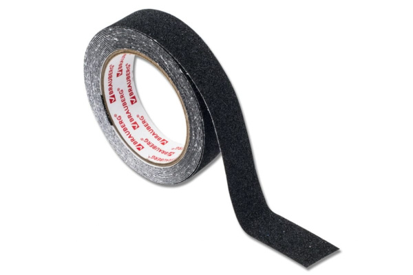 Клейкая противоскользящая лента BRAUBERG 25 мм х 5 м, черная, зернистая, основа ПВХ 606772