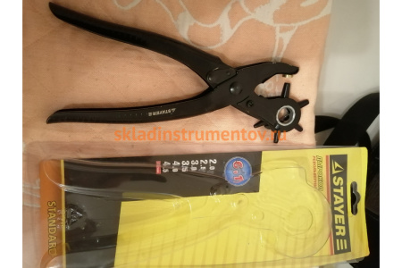 Револьверный дырокол STAYER Standard 6 в 1 для кожи 2-4.5 мм 22940_z01