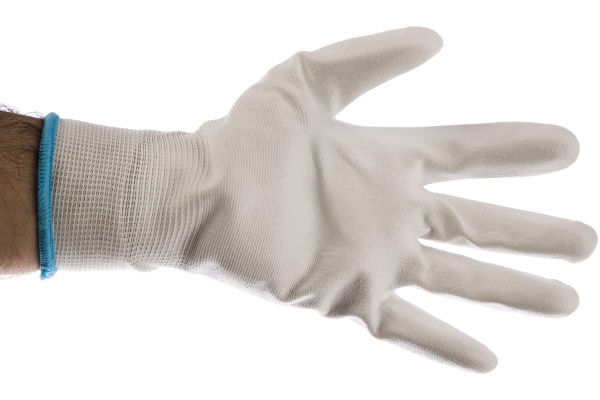 Белые лёгкие бесшовные защитные перчатки эргономичной формы из нейлона WIEDERKRAFT WDK-PU01W / XXL