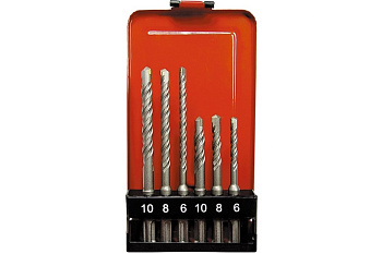 Набор буров SDS-PLUS по бетону (6-8-10x110 мм, 6-8-10x160 мм, 6 шт., в метал. коробке) MATRIX 71096