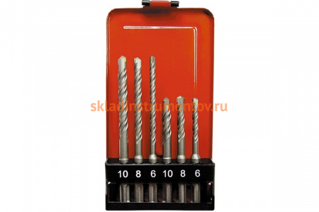 Набор буров SDS-PLUS по бетону (6-8-10x110 мм, 6-8-10x160 мм, 6 шт., в метал. коробке) MATRIX 71096