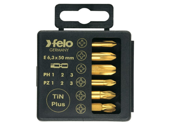 Набор бит PZ/PH TiN  50 мм в кейсе, 6 шт. Felo 03291576