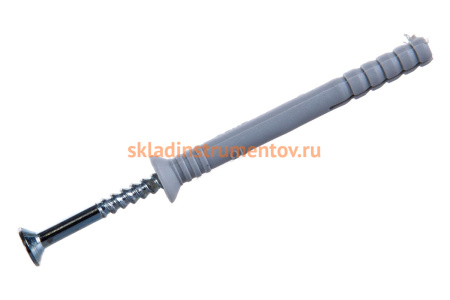 Дюбель-гвоздь нейлоновый с потайным бортиком 100 шт. (6x60 мм; ТФ5) Зубр 4-301375-06-060