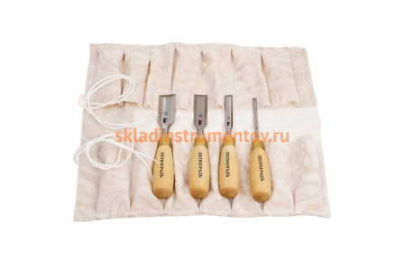 Набор стамесок 6,12,20,26 мм (прямая РК, короткие, 4 штуки в сумке-скрутке) Петроградъ М00012820