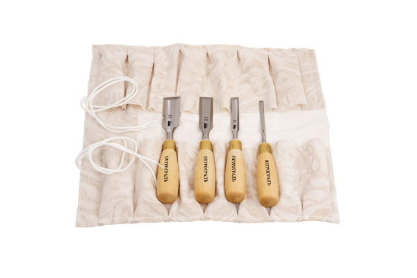 Набор стамесок 6,12,20,26 мм (прямая РК, короткие, 4 штуки в сумке-скрутке) Петроградъ М00012820